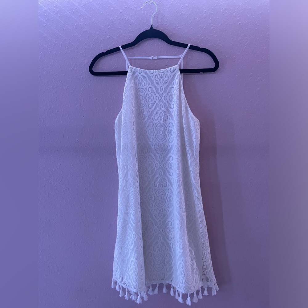 Speechless White Tassel Hem Halter Neck
Lace Dress Size M - Picture 2 of 9